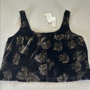 Vince Fallen Leaf silk-blend cropped velvet top